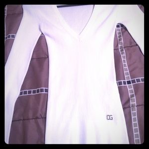 White long sleeve V-neck shirt